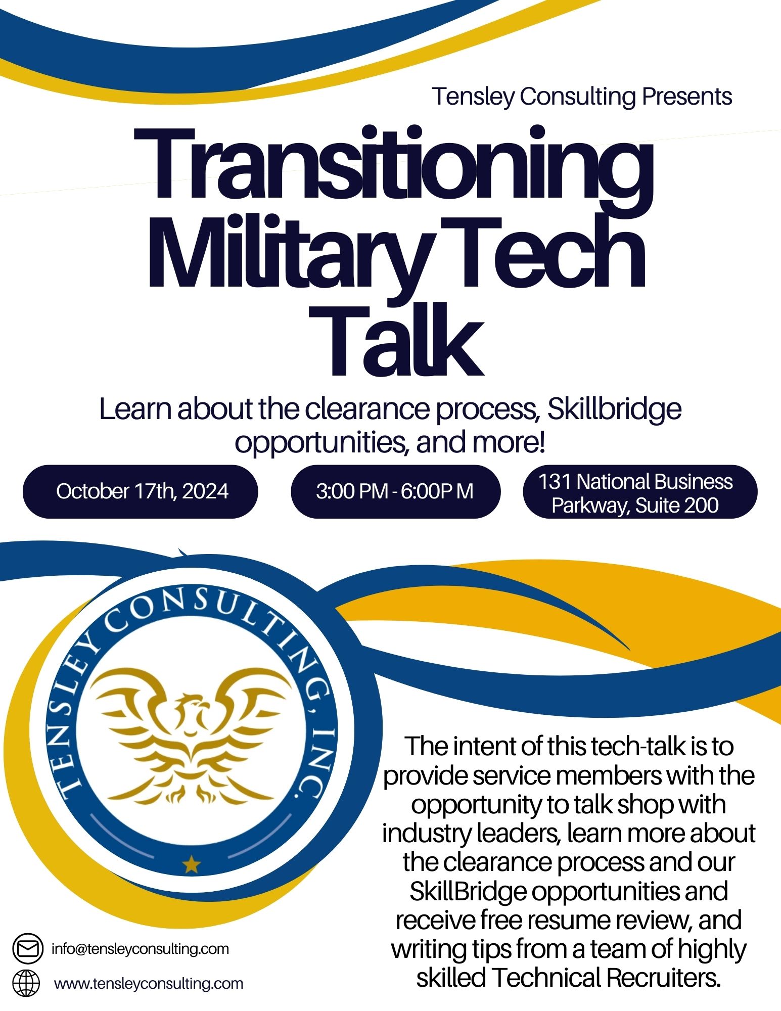 Transitioning Military Tech Talk flyer